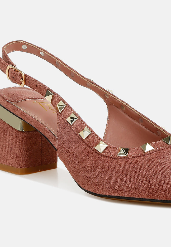 stud emebllished microfiber sandals by ruw#color_blush
