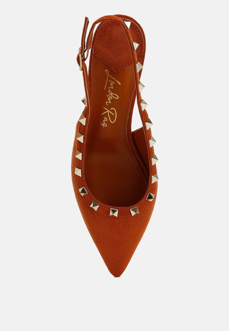 stud emebllished microfiber sandals by ruw#color_tan