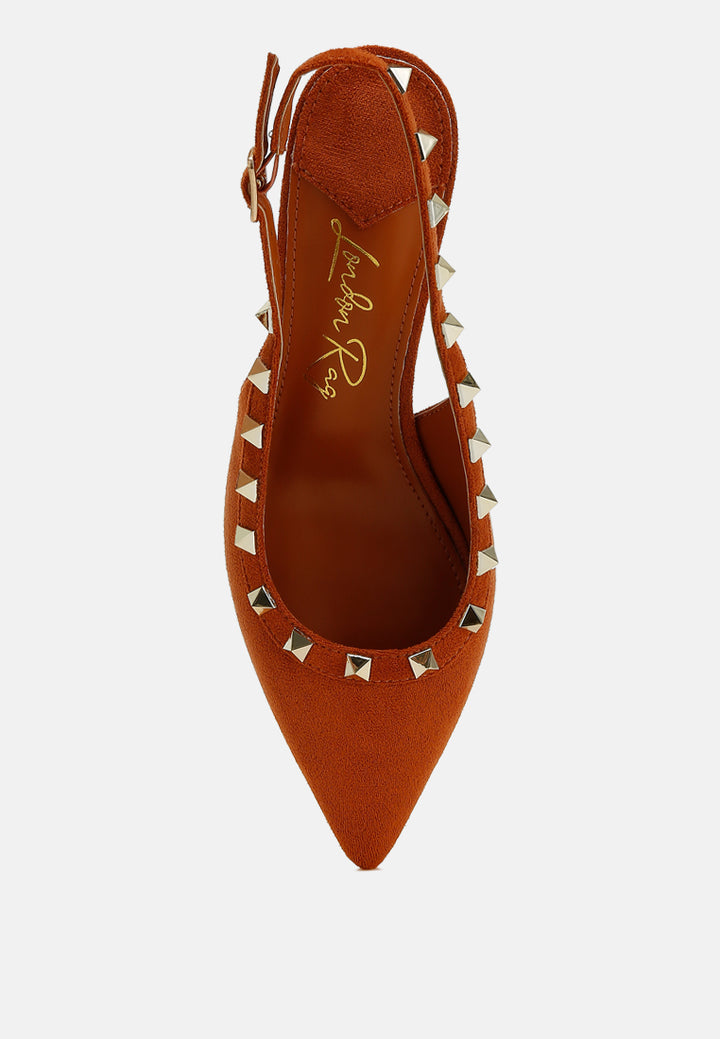 stud emebllished microfiber sandals by ruw#color_tan
