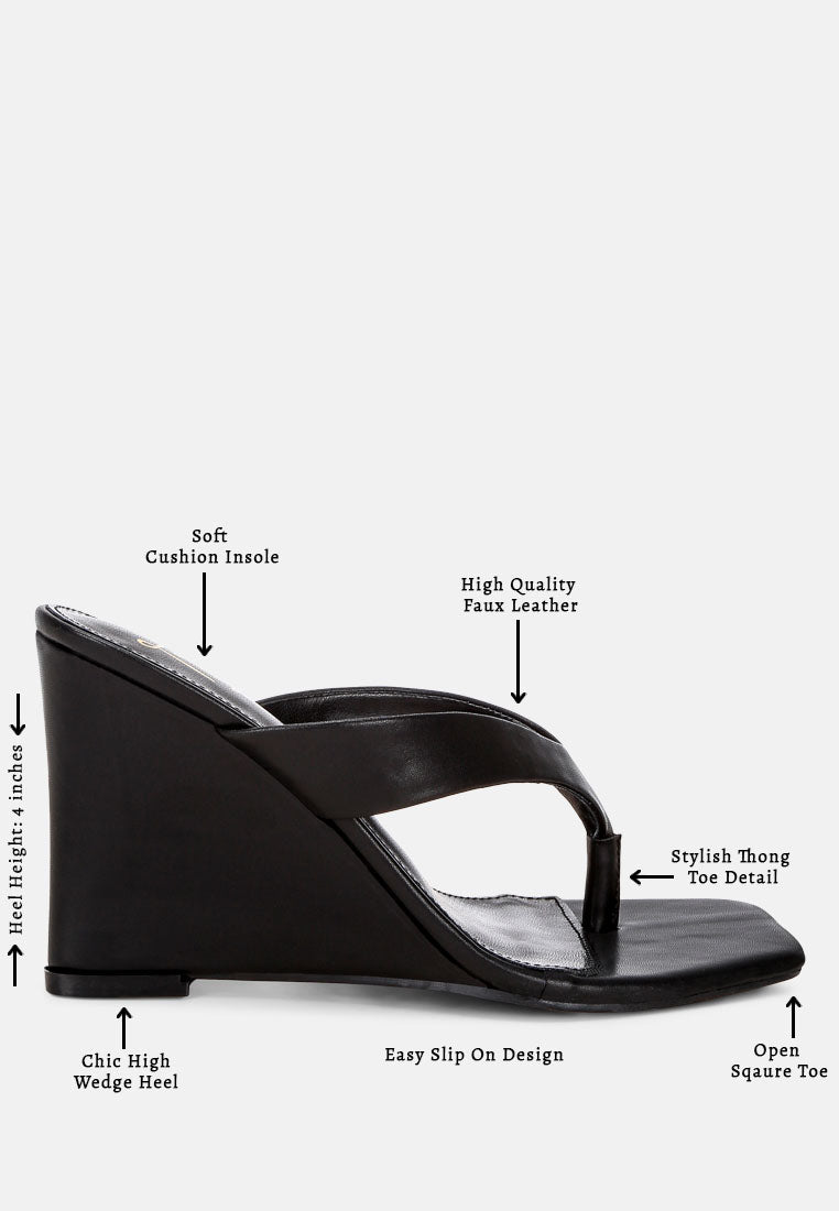 amilta square toe thong heels#color_black-smooth