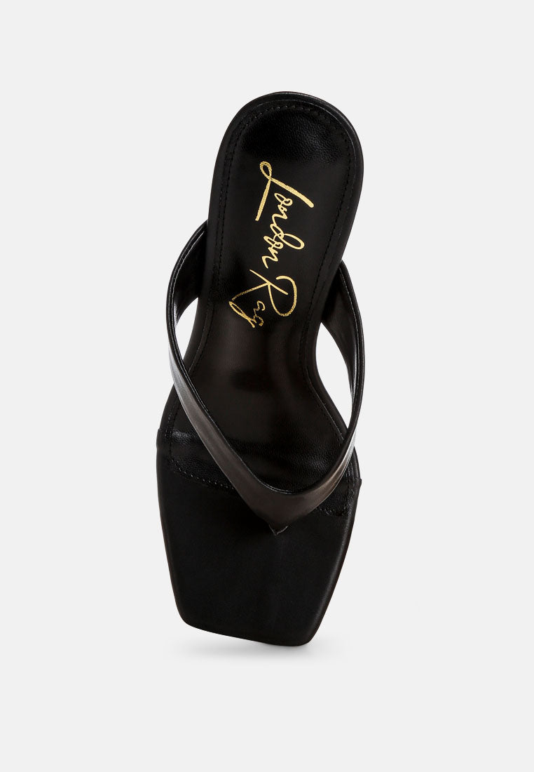 amilta square toe thong heels#color_black-smooth
