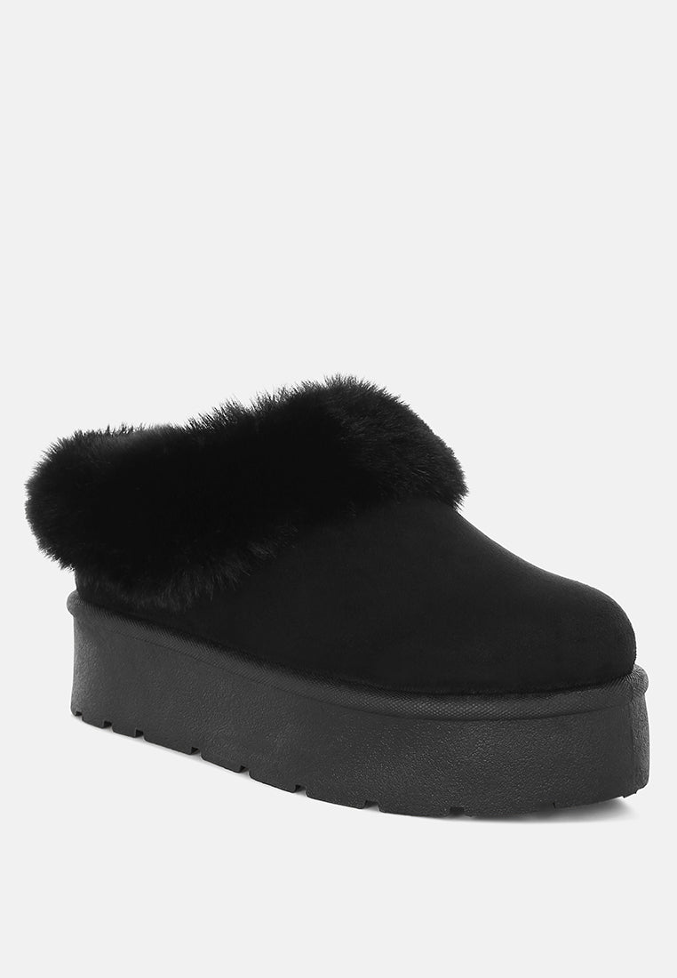 aniso faux fur slip on snow boots#color_black
