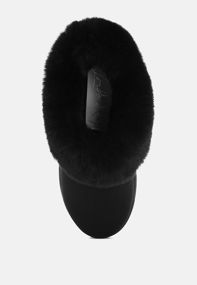 aniso faux fur slip on snow boots#color_black