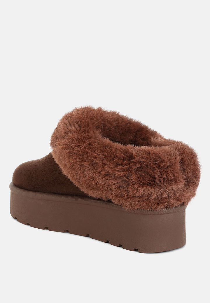 aniso faux fur slip on snow boots#color_brown