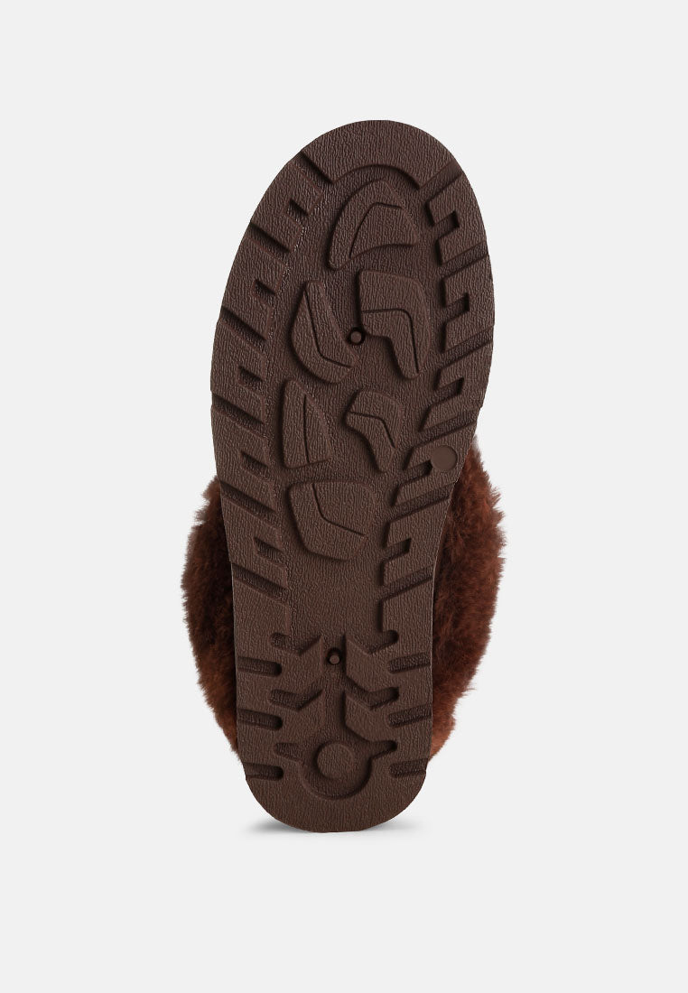 aniso faux fur slip on snow boots#color_brown