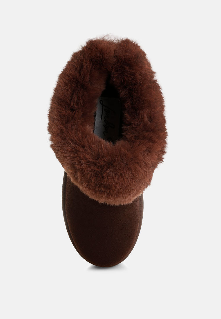 aniso faux fur slip on snow boots#color_brown