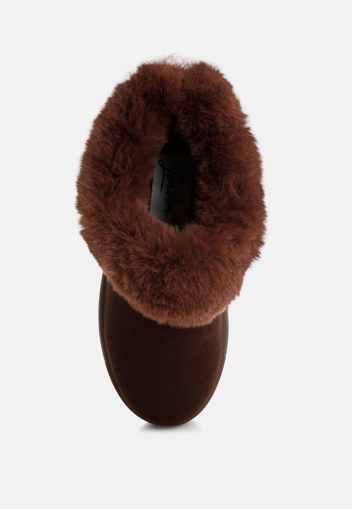 aniso faux fur slip on snow boots#color_brown