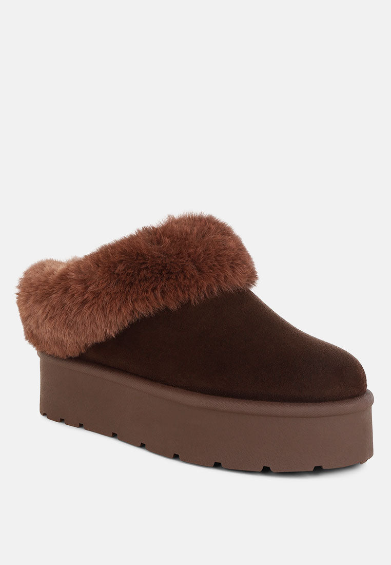 aniso faux fur slip on snow boots#color_brown