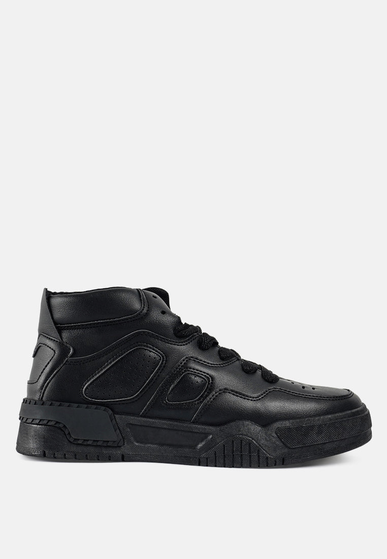 faux leather chunky sneakers#color_black