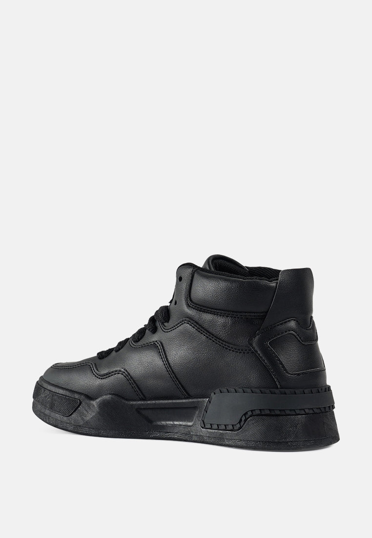 faux leather chunky sneakers#color_black