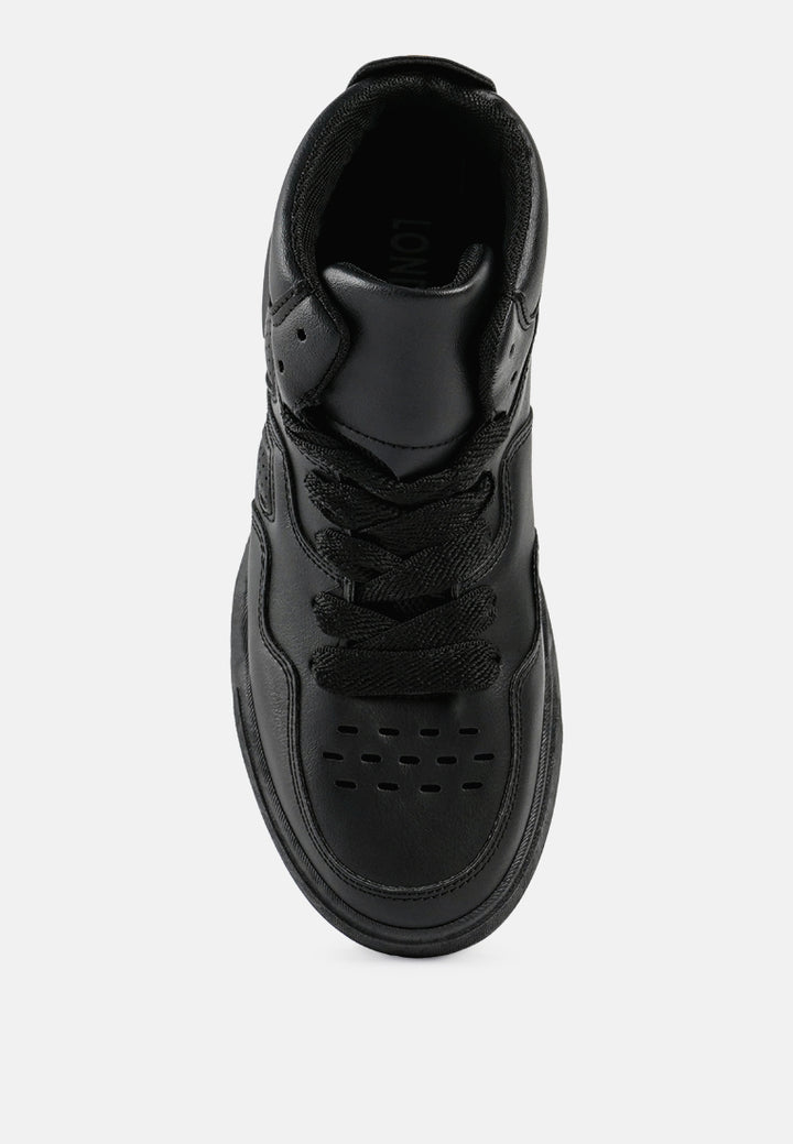 faux leather chunky sneakers#color_black
