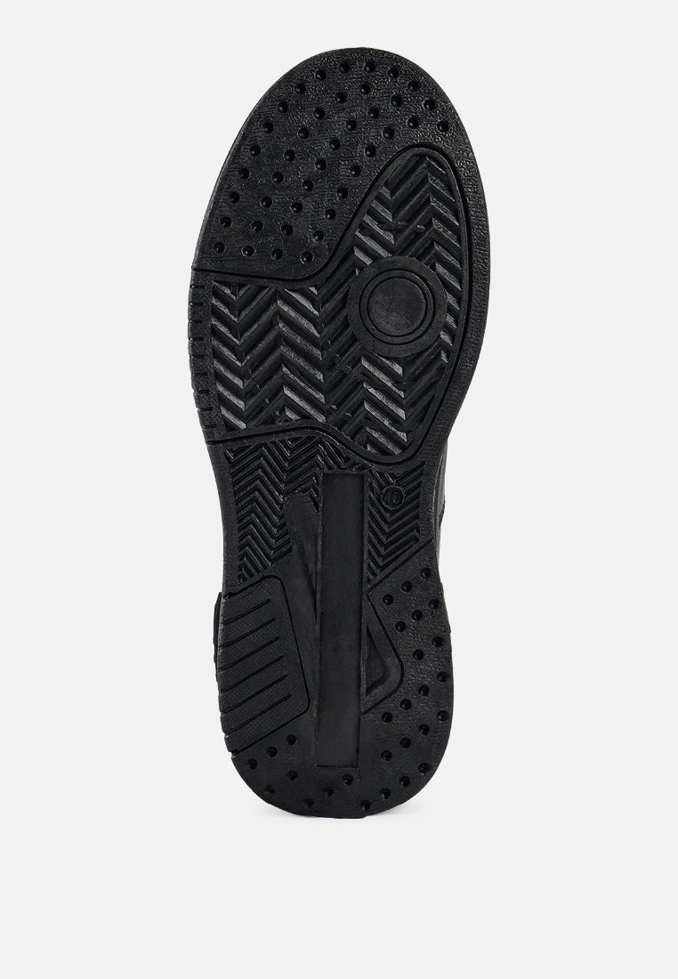 faux leather chunky sneakers#color_black
