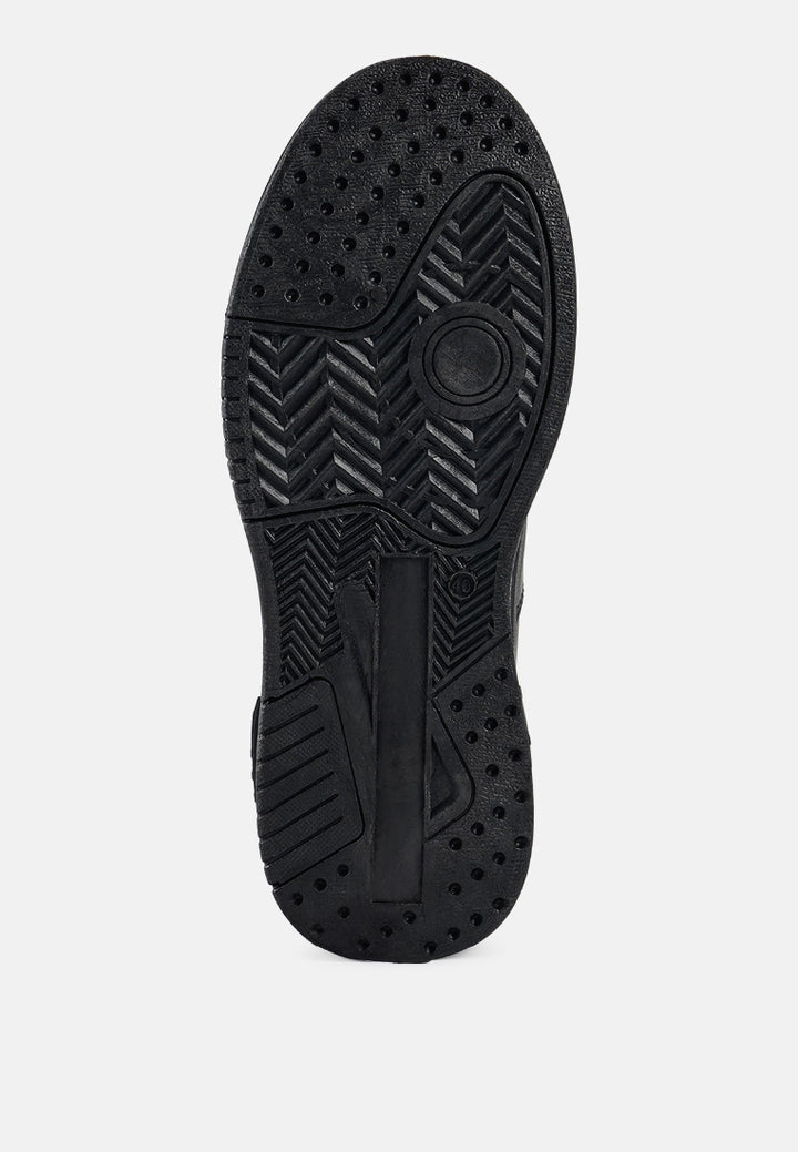faux leather chunky sneakers#color_black