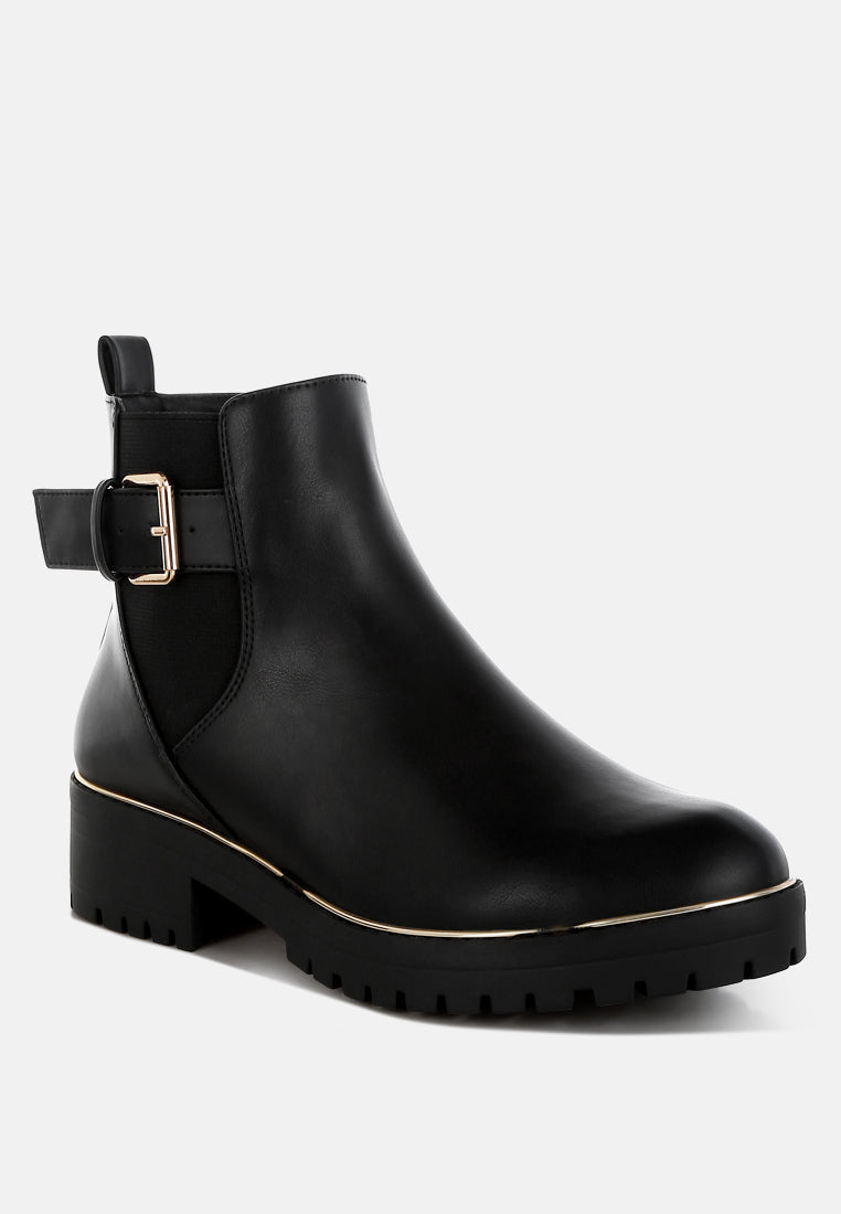 chunky buckle detail ankle boots by ruw#color_black