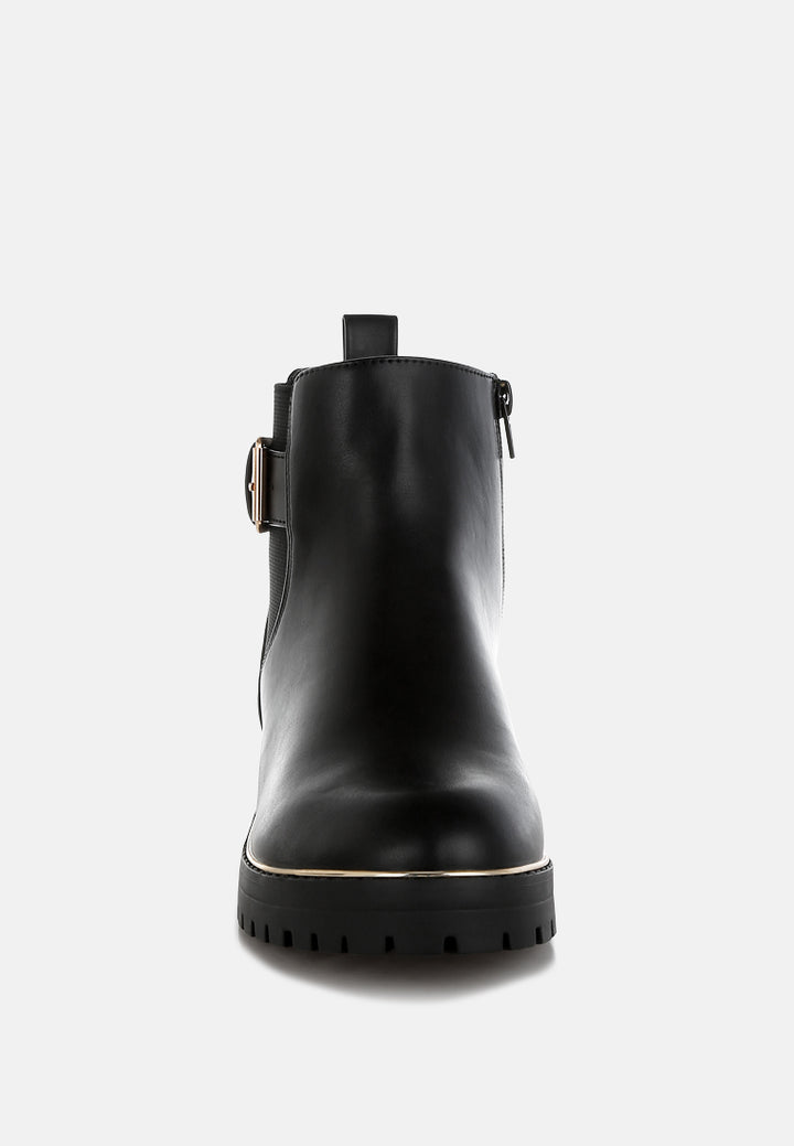 chunky buckle detail ankle boots by ruw#color_black