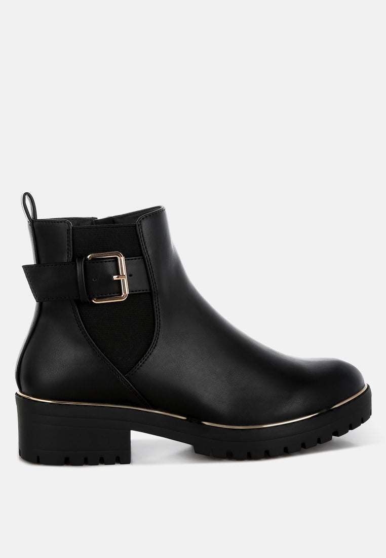 chunky buckle detail ankle boots by ruw#color_black
