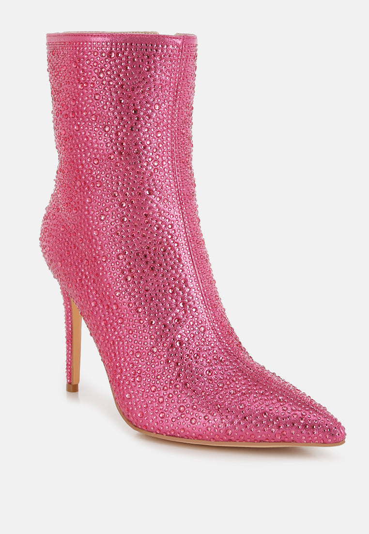 rhinestones embellished high ankle boots by ruw#color_pink