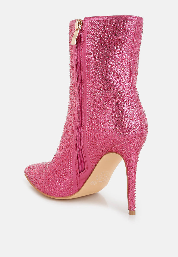 rhinestones embellished high ankle boots by ruw#color_pink