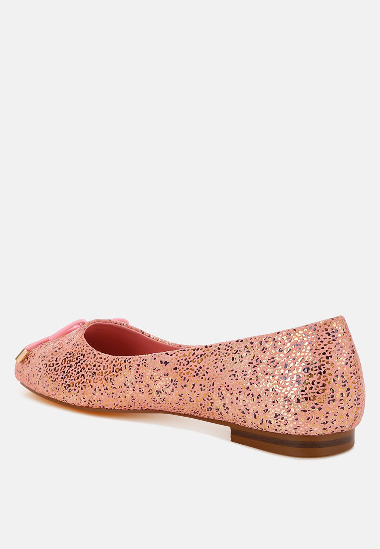 bow detail embossed suede ballerinas by ruw#color_pink