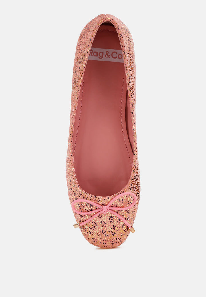 bow detail embossed suede ballerinas by ruw#color_pink