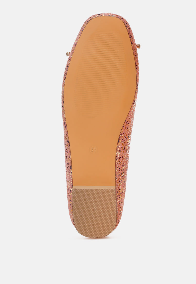 bow detail embossed suede ballerinas by ruw#color_pink