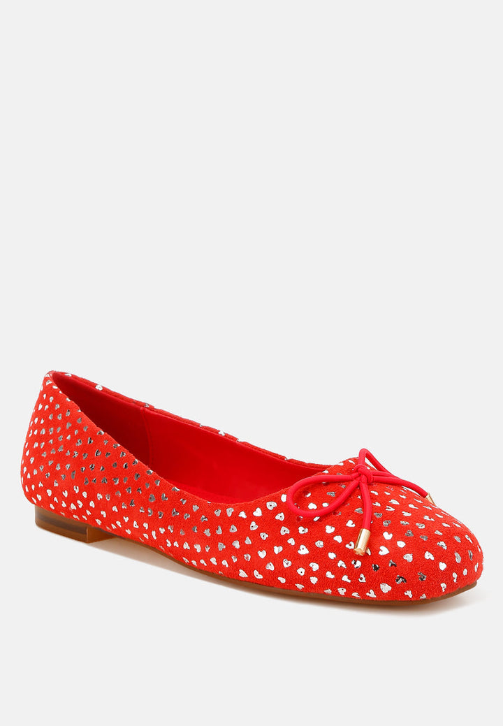 bow detail embossed suede ballerinas by ruw#color_red