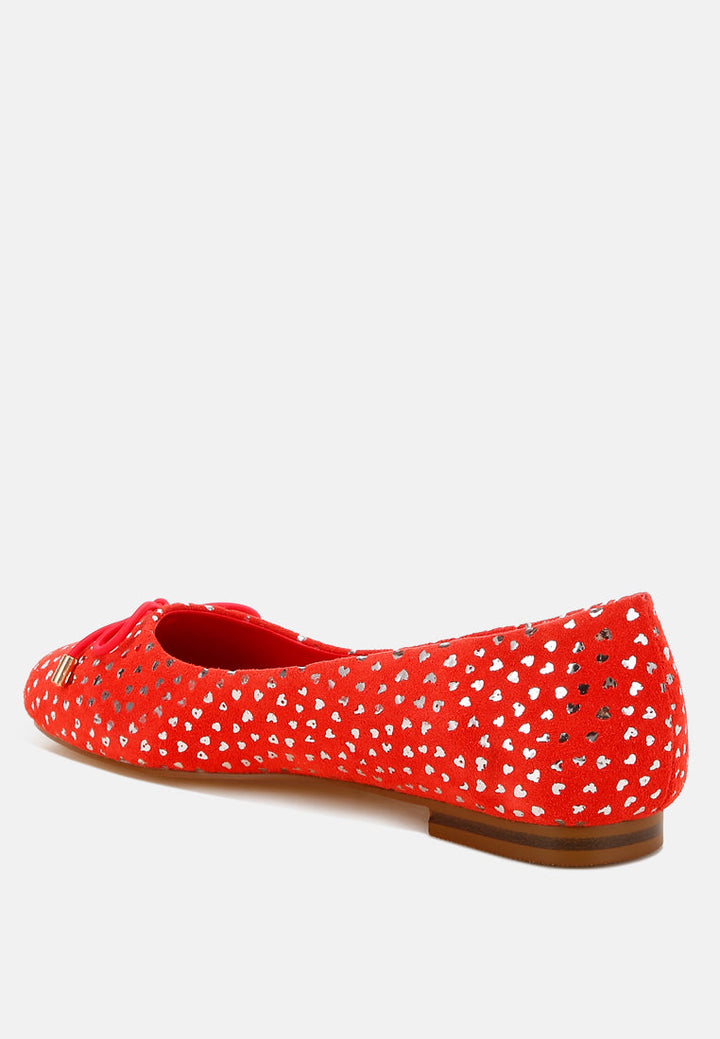 bow detail embossed suede ballerinas by ruw#color_red