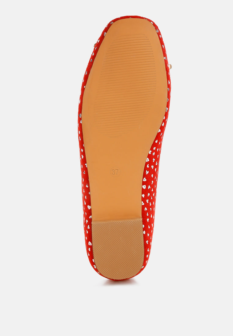 bow detail embossed suede ballerinas by ruw#color_red