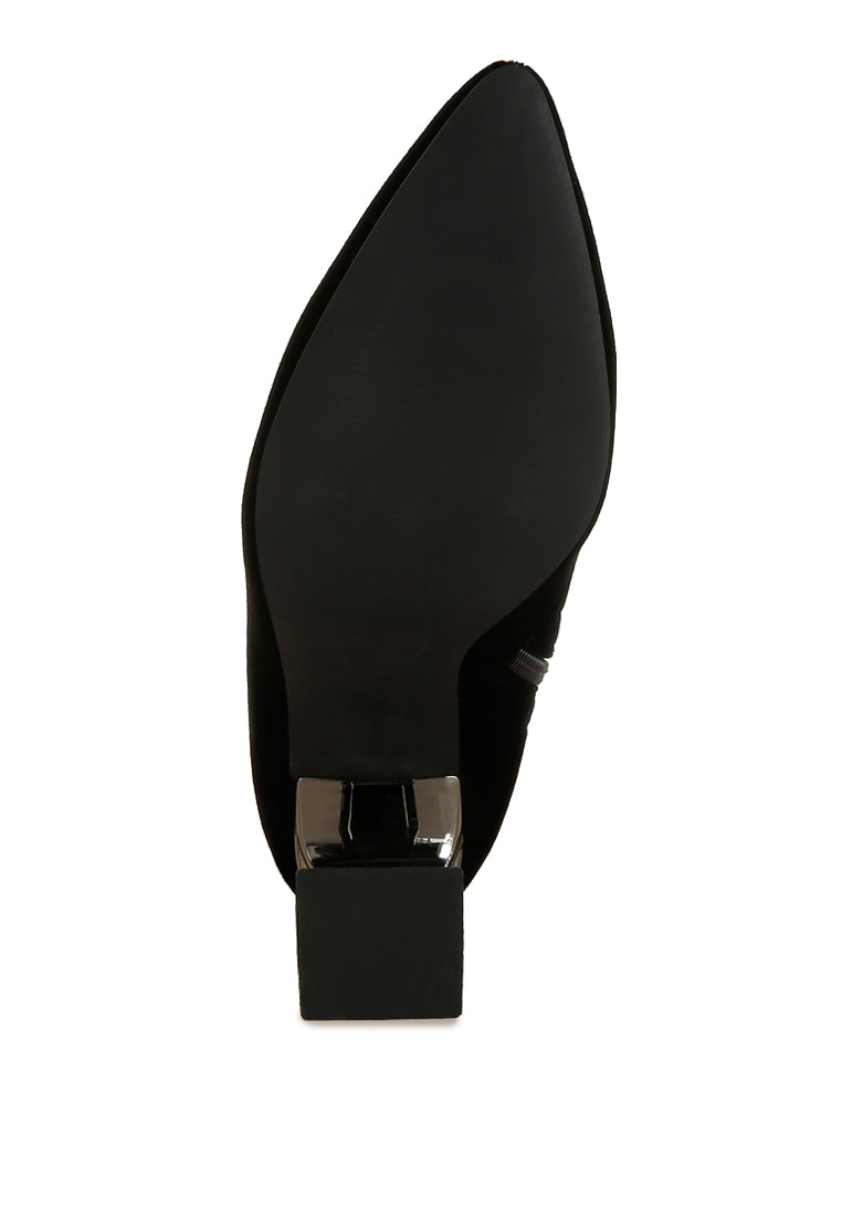 flared block heel velvet boots by ruw#color_black