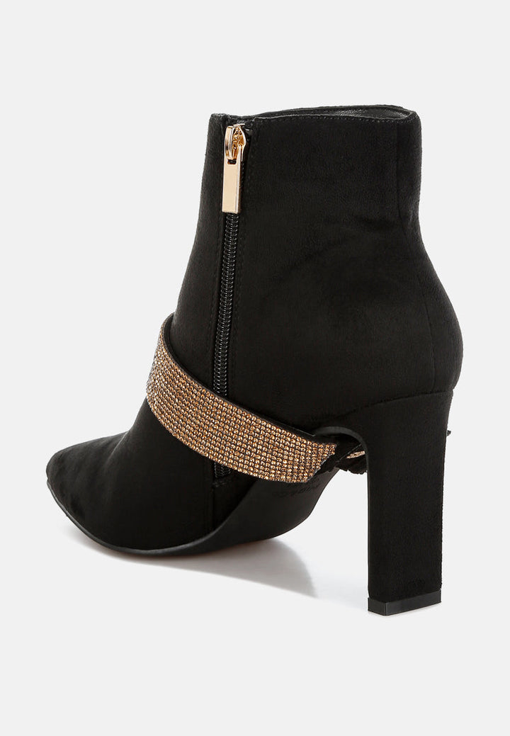 diamante & rhinestones strap boots by ruw#color_black