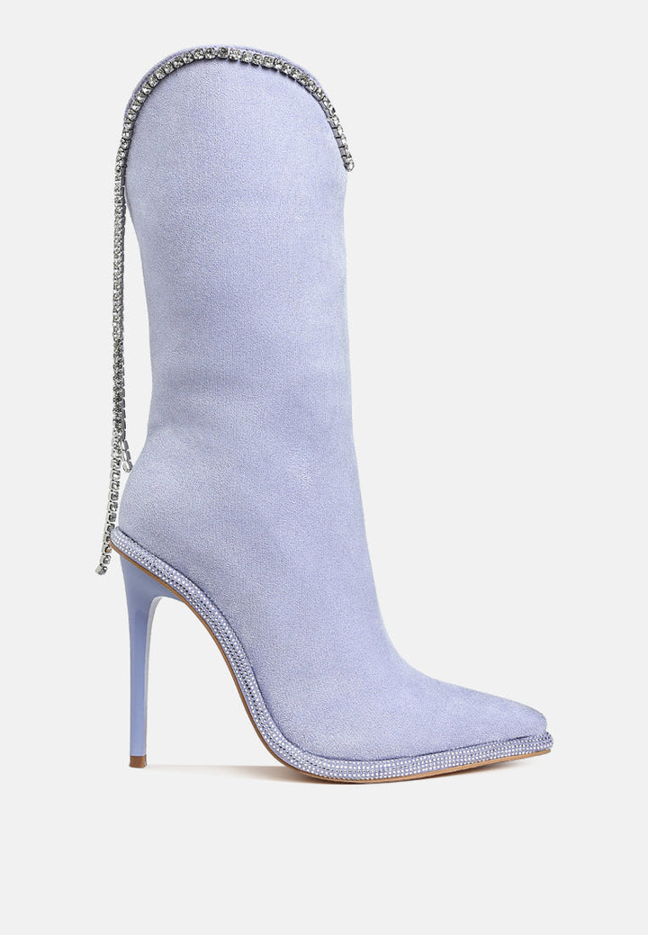 diamante chain detail calf boots by ruw#color_lilac