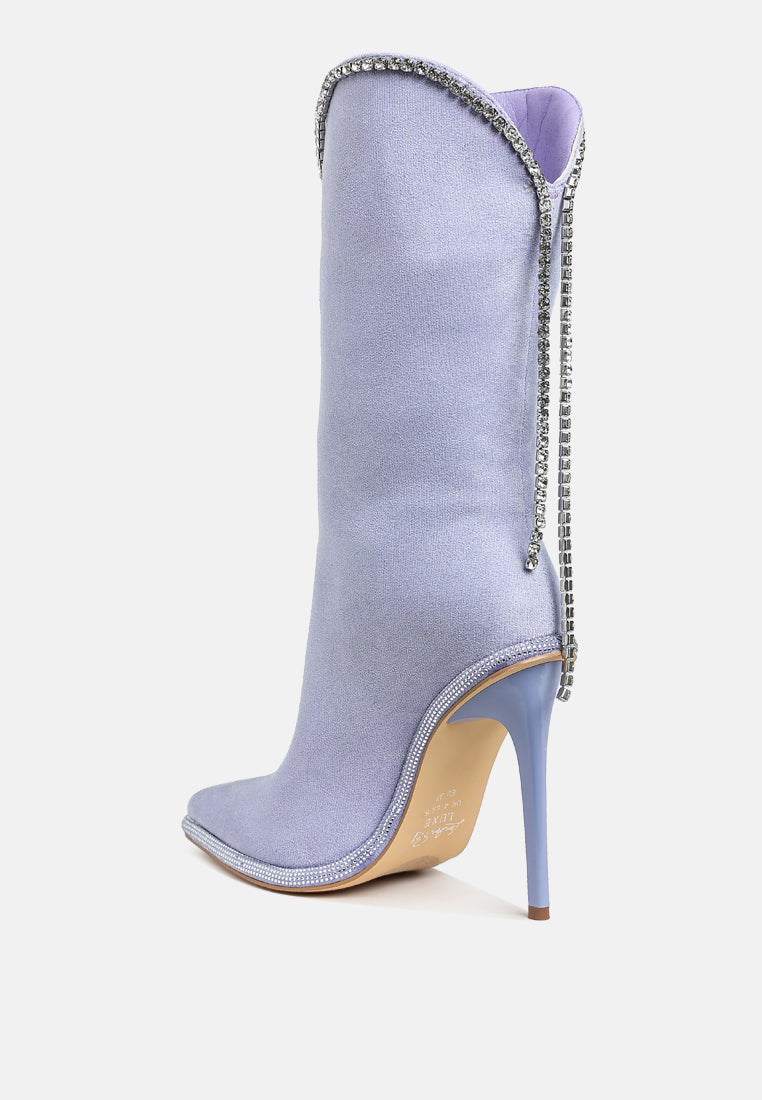 diamante chain detail calf boots by ruw#color_lilac