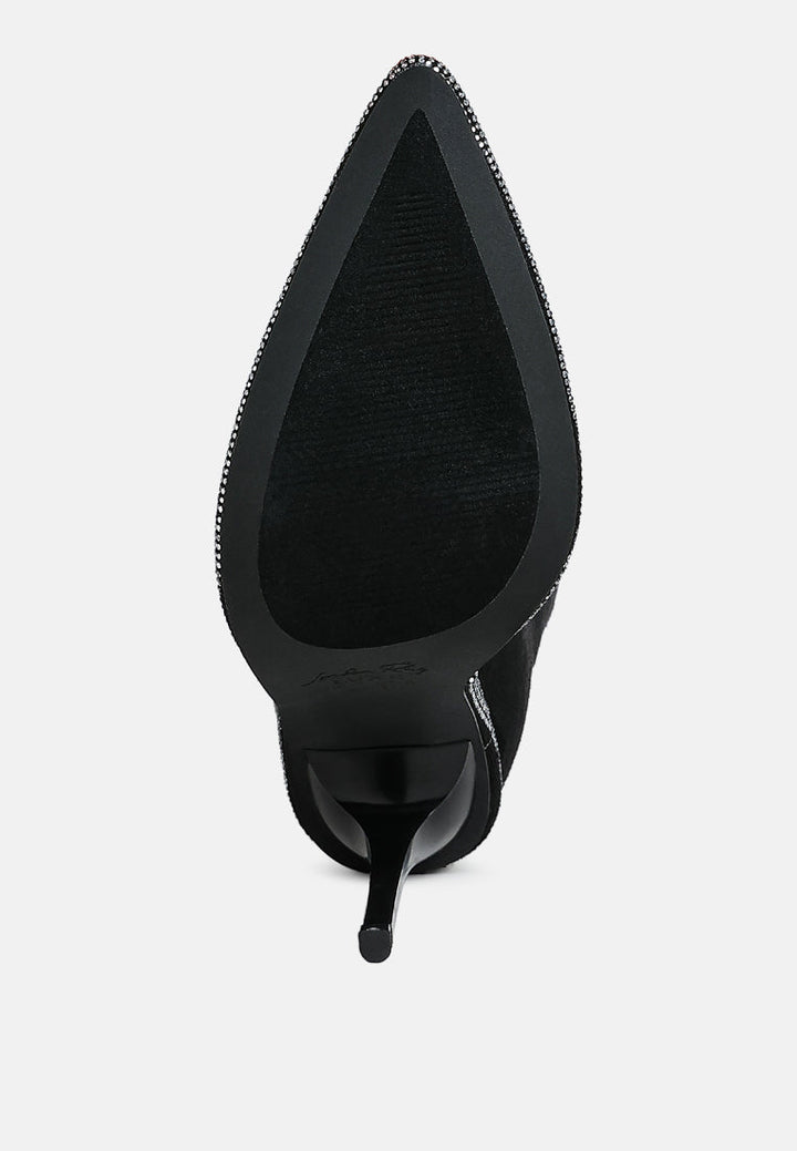 diamante chain detail calf boots by ruw#color_black