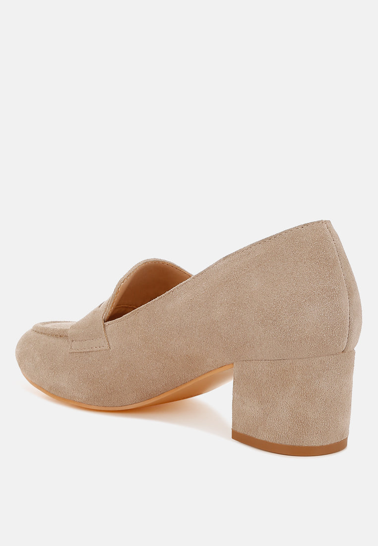 block heel suede loafers by ruw#color_sand