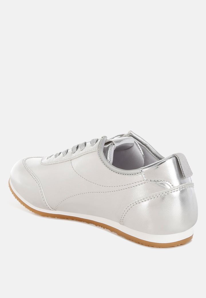 metallic faux leather sneakers by ruw#color_silver