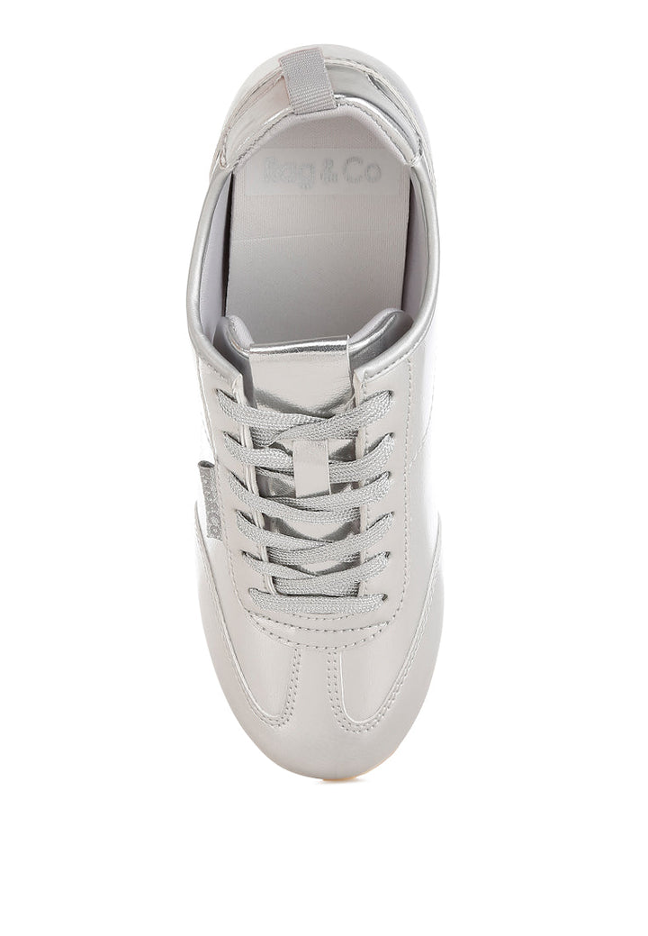 metallic faux leather sneakers by ruw#color_silver