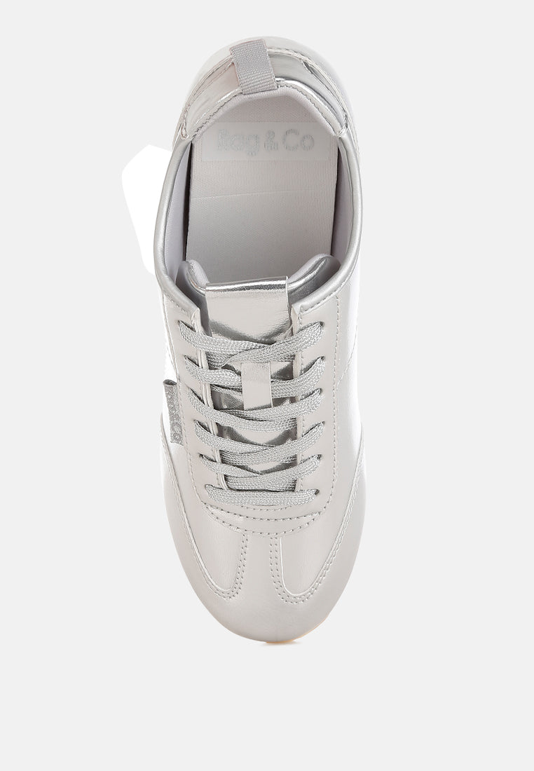 metallic faux leather sneakers by ruw#color_silver
