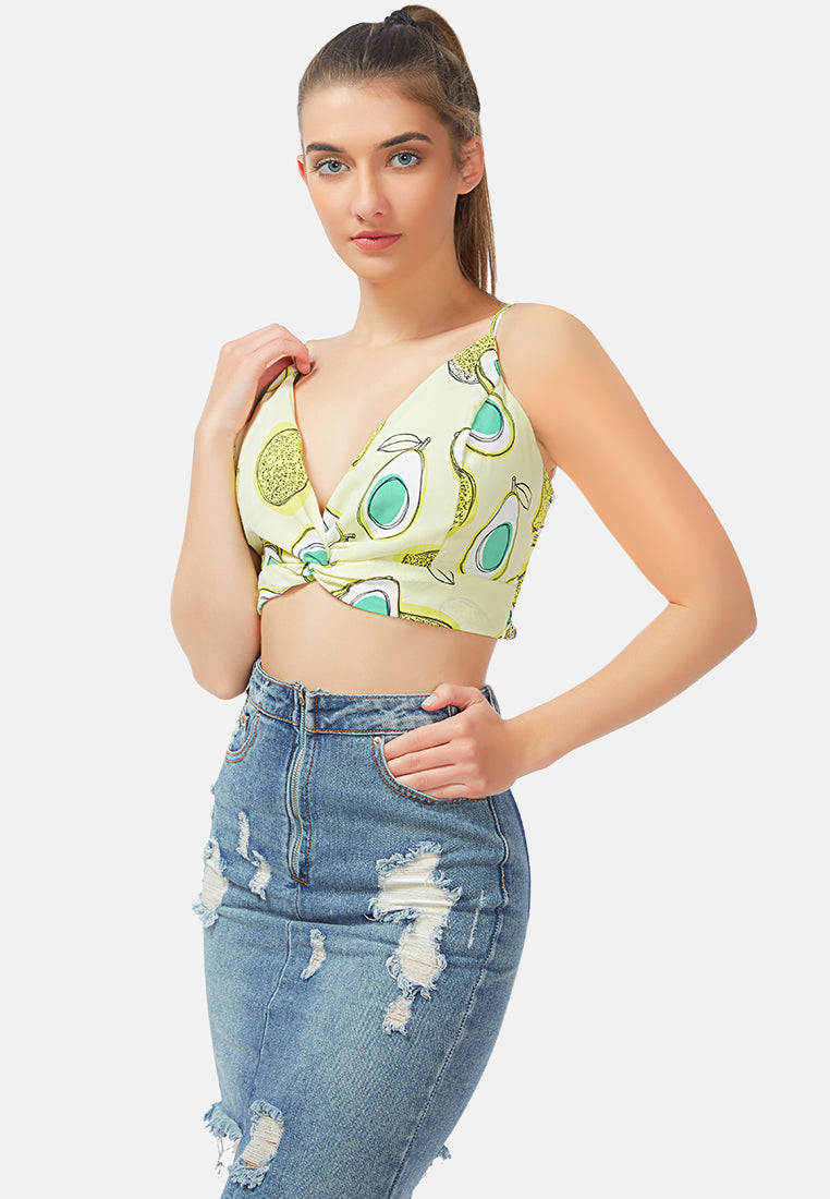 tropical life cami crop top#color_yellow