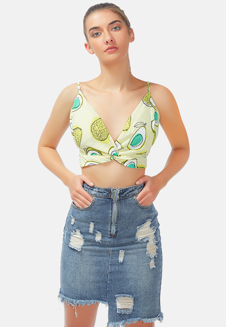 tropical life cami crop top#color_yellow