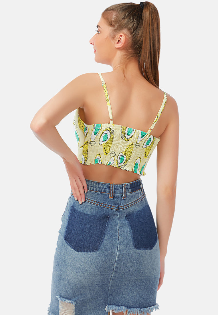 tropical life cami crop top#color_yellow