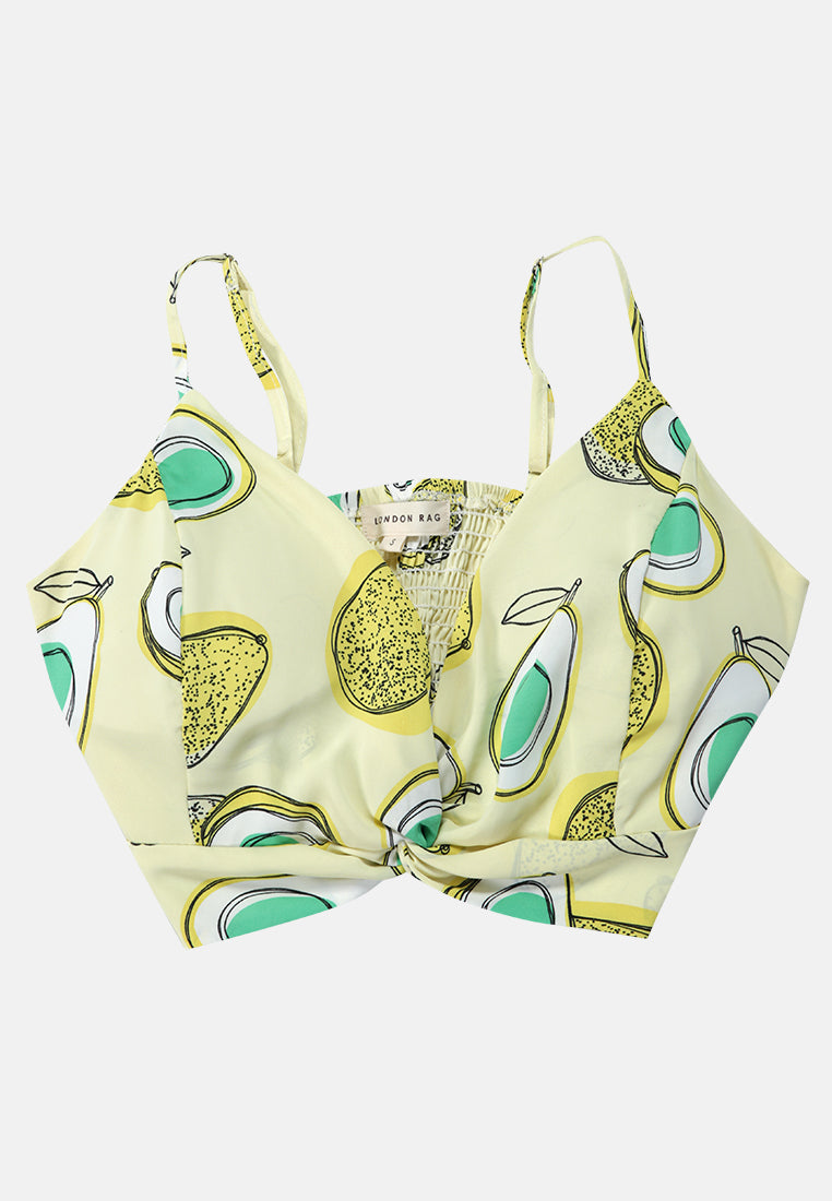 tropical life cami crop top#color_yellow