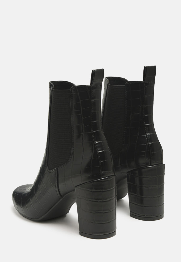 croc textured block heeled chelsea boots by ruw#color_black