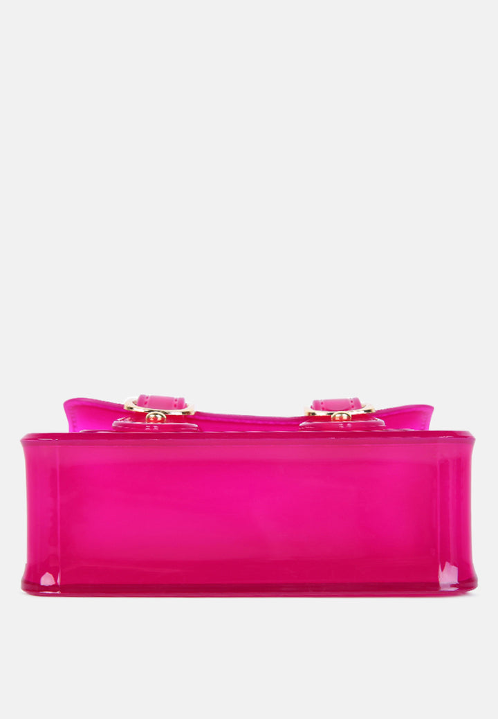 jelly saddle sling bag#color_fushia