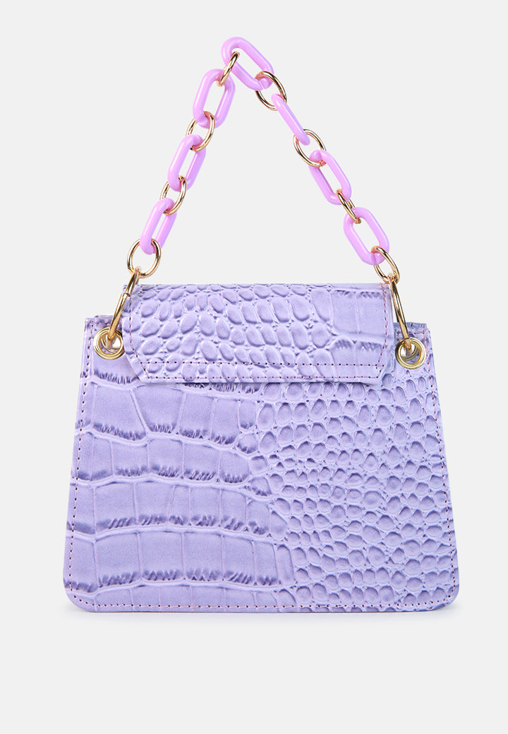 croc pattern crossbody sling bag#color_lavender