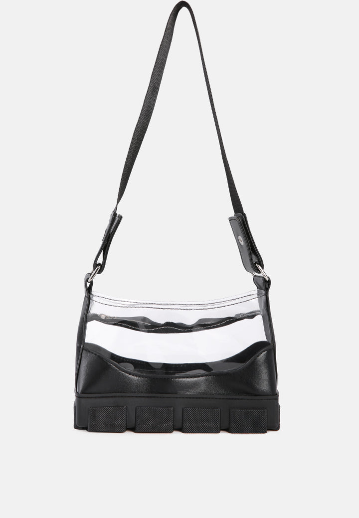 Black Clear Utility Handbag#color_black