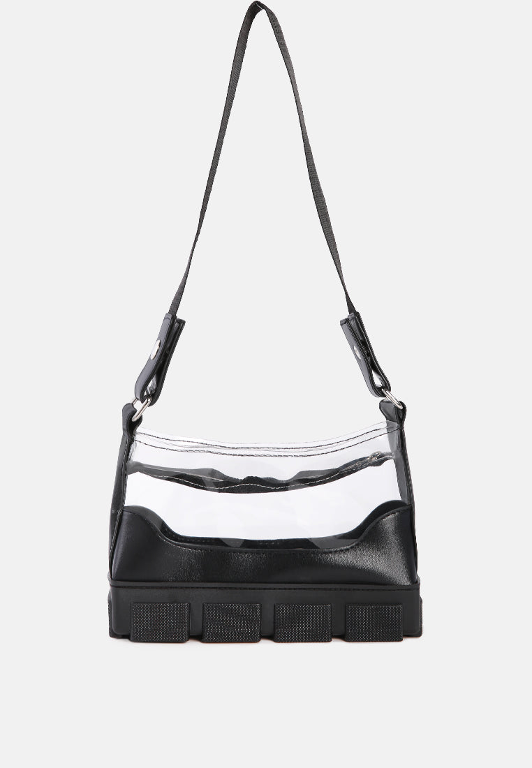 Black Clear Utility Handbag#color_black