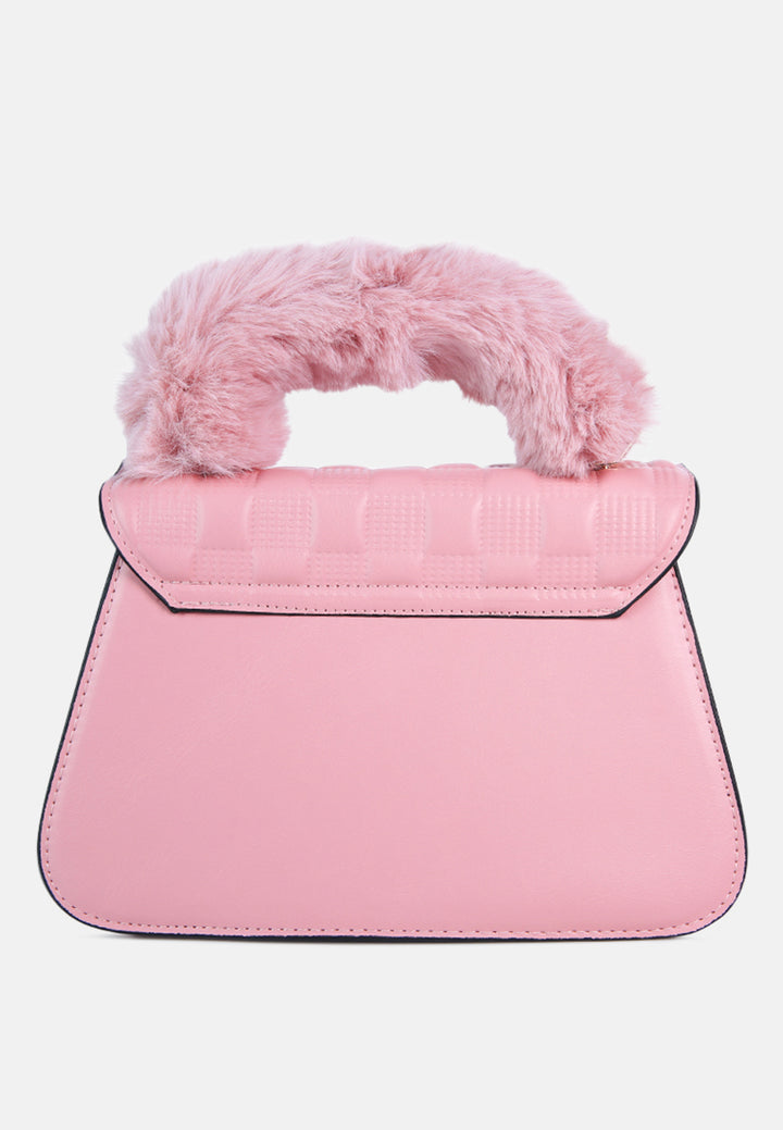 quilted faux leather sling bag#color_pink