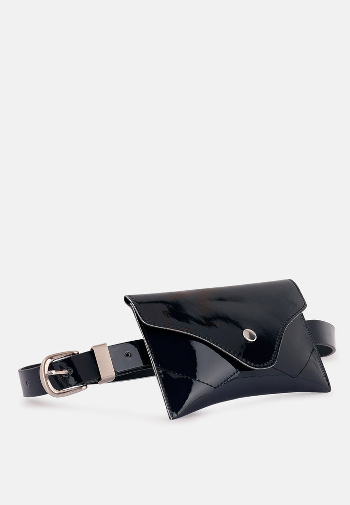 Patent Envelop Fanny Pack#color_black