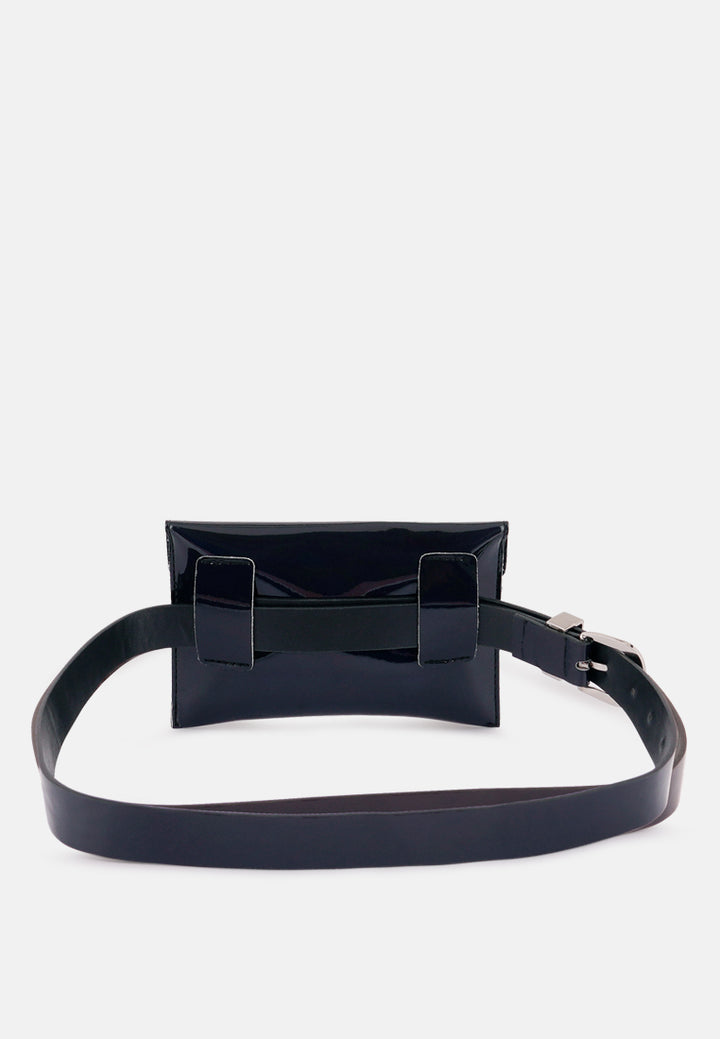 Patent Envelop Fanny Pack#color_black