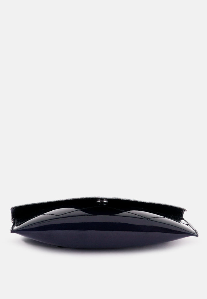 Patent Envelop Fanny Pack#color_black